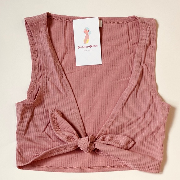 Front tie top & wide leg capri pants - Picture 2 of 3